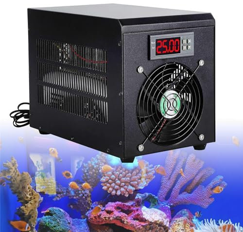 Enfriador de Acuario, Enfriador de Tanque de Peces de 60 litros, Enfriador de Agua Hidropónico/Agua con Pantalla HD, Ajuste de Temperatura,Cooling