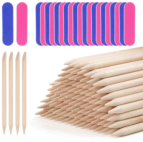 200 Stück Rosenholzstäbchen Maniküre,Doppelseitige Orange Holzstäbchen,Nagelhautschieber Holz Sticks | für Maniküre Kunst Pediküre Nagelhautpflege.