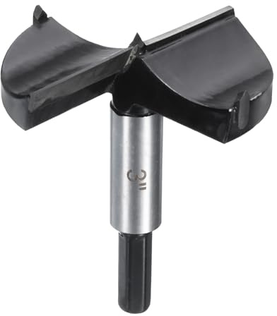sourcing map Forstner - Broca de carburo de tungsteno de 3 pulgadas (76 mm), 3 dientes, 2 flautas, broca de perforación de madera, cortador de bisagra con vástago hexagonal de 9/25 pulgadas para