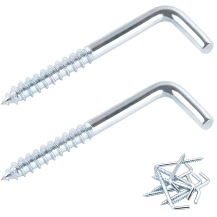 Ctyjia 20 pcs Screw Hooks, L Hook Screws, Self Tapping Screw Hooks, Right Angle Hooks, Screw-in Hooks for Hanging Cups, Keys, M3.4 x 40 mm
