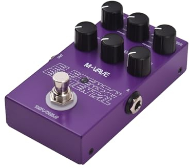 SHUAIGUO Guitar ELEMENTAL Delay Effects Pedal TIME/9 Delay Effects Type/FEEDBACK/MIX/PARAM/MOD Knob DC 9V 6.35mm Input/Output Interface Electric Guitar ELEMENTAL Delay Effector with TAP and HOLD Modes