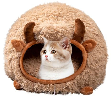 TocaFeank Lit pour Chat Couvert, lit pour Chat fermé | Lits Chauds et Respirants pour Animaux de Compagnie,Lit de Maison pour Chat Semi-fermé, lit de Tente pour Chien, nid de Chat d'intérieur avec