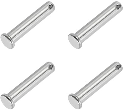 PATIKIL 10 x 50 mm Pasadores de Horquilla de un Solo Orificio, 4 Piezas. Pasador de Cabeza Plana de Acero Inoxidable 304 para Sistemas de Bloqueo de Pasador de Enganche, Plata