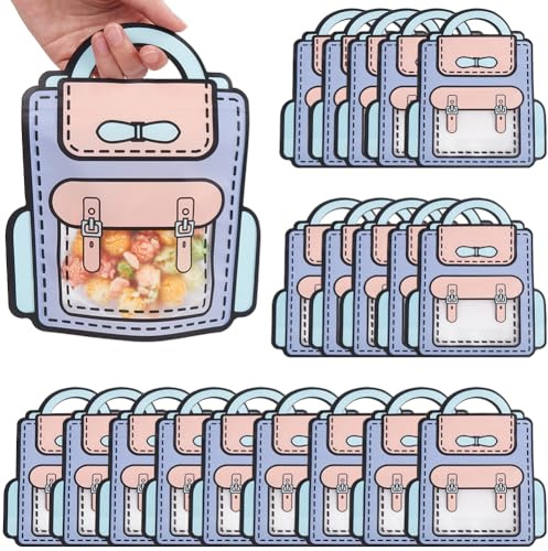 SOFPLATE 20 Stück 18x21cm Große Rucksack Geschenktüten Mit Cartoon Motiv Party Geschenktüten Wiederverwendbar Geschenktüte Für Den Schulanfang Geburtstagsparty Mit Griff Süßigkeitentüten Für Snacks Le
