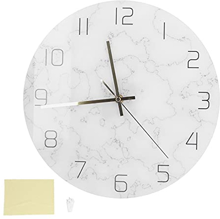 Aoaoy 30,5 cm große Marmor-Wanduhr mit gebrochenem Marmor-Druck, einfache Mode, Acryl-Dekoration für Wohnzimmer