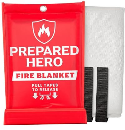 Löschdecke Küche Feuerlöschdecke - Glasfaser Brandschutzdecke Feuerlöscher für Haushalt Fettbrände Fettbrand Büros Garagen Schweißwerkstätten Auto Einfach Effizient (1.2x1.2M)