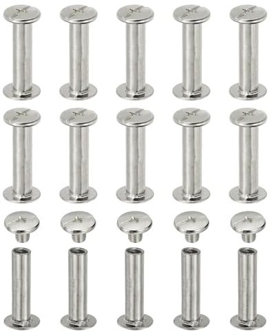 PATIKIL Chicago Screws, 60set M5 x 20mm Carbon Steel Phillips Head Screw Rivets Binding Screws Post Nail Rivet for Leather Belt Bag Backpack Craft Bookbinding, Silver Tone