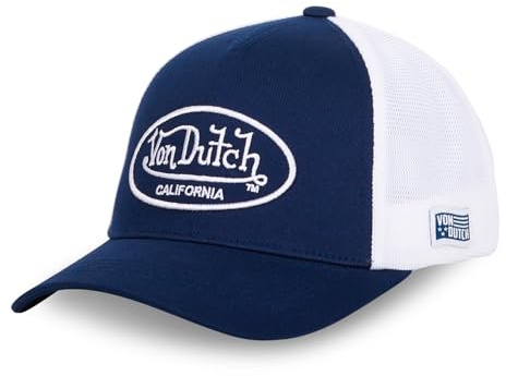Von Dutch Justerbar keps för män och kvinnor, LOF truckerkeps, justerbar med rem, marinblå/vit, One size