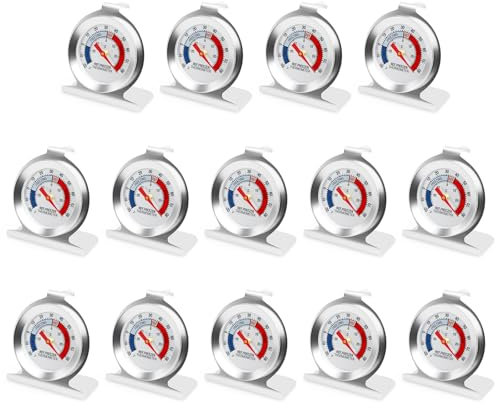 BOGERDACK 14PCS Refrigerator Thermometer, 2 Large Dial, -20~80°F/-30~30°C, with Red IndicatorAnalog Thermometer, for Refrigerators, Freezers, and Other Cold Storage Equipment