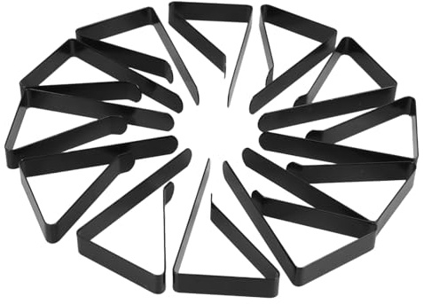 DECOMELODY Para Manteles De Acero Inoxidable 12 Piezas Negras para Exterior y Picnic, Tamaño Pequeño (7,5x4,5x1,2 Cm), Sujeción Antideslizante y Resistencia Al Viento para Mesas De Jardín y Fiestas