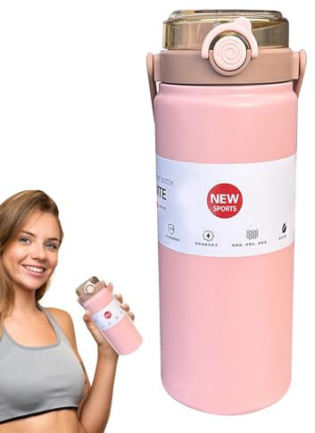 Nybhyjka - Botella isotérmica con pajita (capacidad impermeable, con aislamiento para deportes, viajes, senderismo, gimnasio, escuela y actividades al aire libre