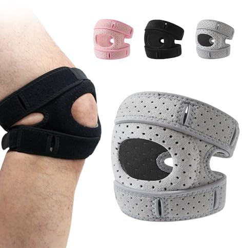 Knee Pain Relief Brace, 2025 Neue Kniebandage zur ​​Belastungsreduktion​​, Verstellbare Knieunterstützung, Atmungsaktive Knie Schiene, ​​Stabilisierende Kniehilfe​​ (Grau, Erwachsenengröße L)