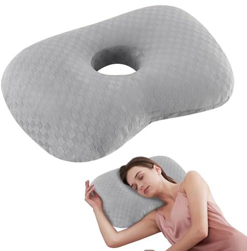 Calenxy Piercing Ear Hole Pillows, Piercing Kissen mit Loch Donut Kissen für Seitenschläfer zur Schmerzlinderung bei Ohrschmerzen,Pillow with an Ear Hole for Side Sleepers