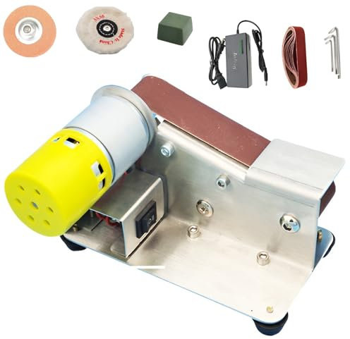 Micro Electric Belt Pander, Machine à ponçage de Polissage Portable, broyeur de Banc de Ceinture, 7 Vitesse réglable, pour Le Travail du Bois, Le broyage en métal, la Fabrication de Couteaux