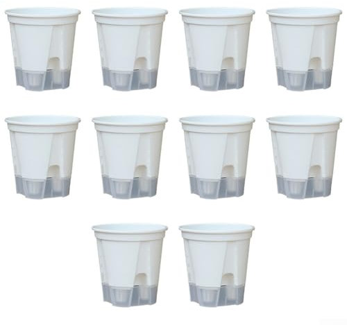 Lot de 10 pots de fleurs d'orchidée à arrosage automatique en polypropylène avec drainage optimal pour la maison et le bureau (150)