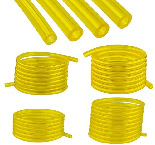 Universal Flexible Gas Line Set, 4 Sizes x 1m Petrol Fuel Hose Tubes | Strimmer Fuel Line for Lawnmower & Chainsaw, Durable Fuel Pipe for Blower, Trimmer, Pressure Washer