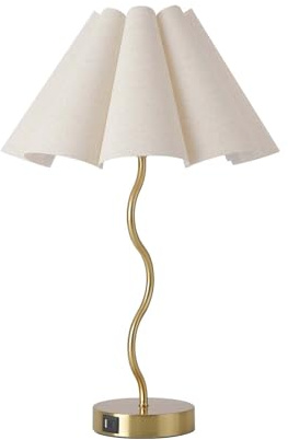 KUNJOULAM Modern Table Lamp, 3 Way Dimmable Touch Lamp USB C Charging Ports, Umbrella Form Fabric Lampshade Desk Lamp for Living Room Bedroom Home Office