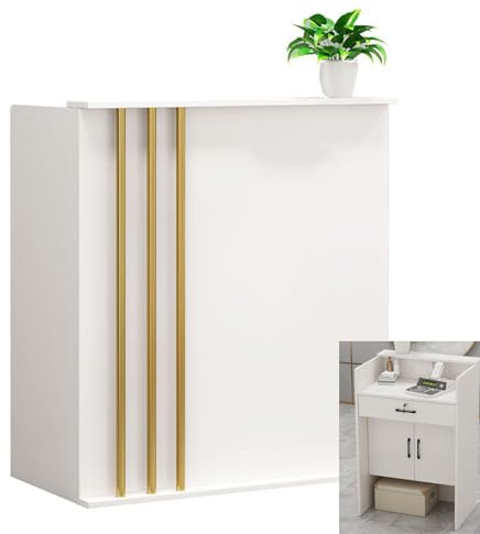 Empfangstheke – 60 x 45 x 95 cm Moderne Rezeptionstheke für kleine Räume, Rezeptionstheken mit Großem Stauraum für Lobby, Büro, Salon und Einzelhandelskasse (weiß)