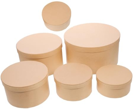 Beaupretty 6 Stück Runde Geschenkboxen aus Kraftpapier mit Deckel Diy Bastelboxen Verschiedenen Elegante Aufbewahrungs und Verpackungslösung für Schmuck Süßigkeiten und Dekorationen