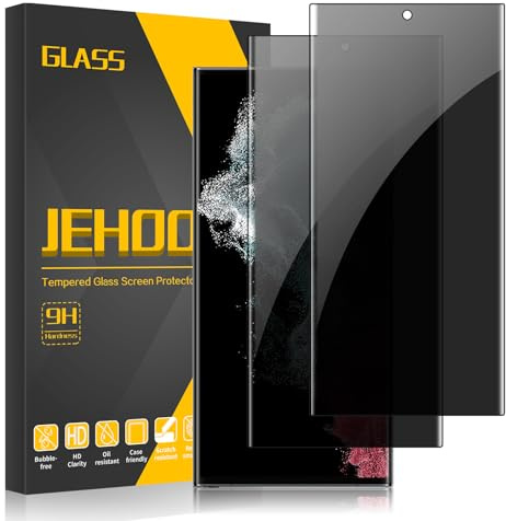 JEHOO 2 Stück für Samsung Galaxy S22 Ultra Panzerglas Sichtschutz, 9H Härte Privacy Panzer Schutz Glas Folie, 3D gebogen, kratzfest, Anti-Bläschen, Anti-Spy Schutzfolie