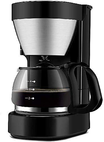 Machine à Café, Filtre à Café Machine à Café en Acier Inoxydable Noir Et Brossé Machine à Café, Pp Plastique + Acier Inoxydable, 600W, Pour la Famille, le Bureau, Pour la Cuisinière à Expresso Intére