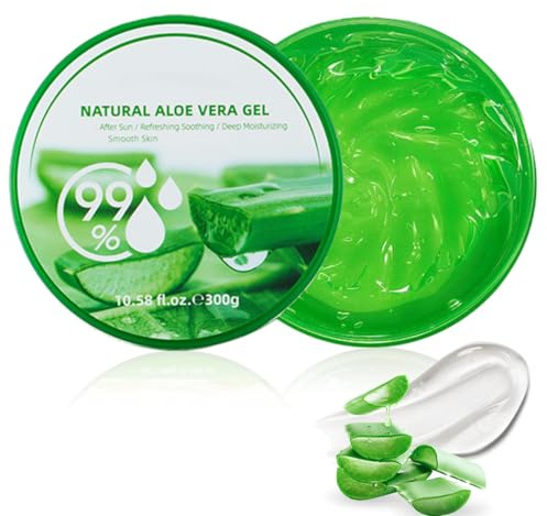 Aloe Vera Gel,Natürliches Aloe Vera Gel Organic Reines 99%,Feuchtigkeitscreme für Gesicht und Körper,After Sun Pflege & Beruhigung der Haut,Aloe Vera Creme für trockene Haut,Sonnenbrand