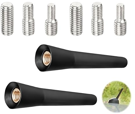 2pcs Antenne Voiture Courte, 6.5cm Universel Mini Antenne De Voiture Mât De Toit avec Fonction Réception Radio FM/AM/Dab Puissante Accessoires pour Tous Les modèles avec Vis M4, M5, M6