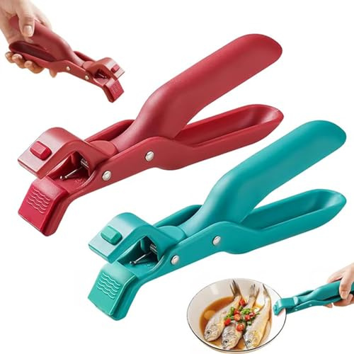 2026 New Hot Plate Gripper, Multi-Angle Hot Plate Grippers Tongs Anti-Scald Bowl Clip, Multi-Purpose Silicone Non-Slip Heat Insulation Anti-Scald Clamp for Dish Bowls Pots Plates (Red+Green)