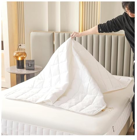 Fodera Protettiva per Materasso Matrimoniale, Coprimaterasso Trapuntato Imbottito 160x190 180x200 cm, con Cerniera, Lavabile in Lavatrice, Personalizzabile(Bianco,80x190+20cm)