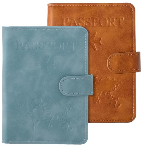 Passport Cover 2 STK PU-Leder Reisepasshülle Etui Mit Rfid-Blocker, Reisepass Hülle Reisepasshüllen Passschutzfall Flugkartesinhaber Für Kreditkarten Ausweis Reisedokumente Travel Organizer Dokumente
