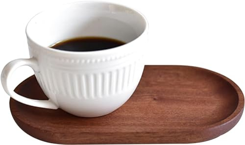 FIYSON Holzteller Akazienholz, Ovale Holz Serviertablett lang18cm Bio Bambus Serviertablett Tee-tablett bambus Dessertteller Sushi-Tablett Dekotablett FüR Café,Bar,Restaurant Braun (2 Stück)