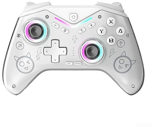 Besshepplo trådfri trådlös spelkontroll med flera plattformar med mekaniska taktila knappar kompakt bärbar design med Switch PC för Android och för iOS-plast (CM619-vit)