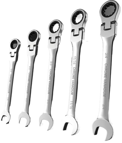 spanner, Juego de llaves de trinquete de cabeza flexible | Llaves combinadas con trinquete de 1/4” a 3/4” | 72 dientes | Acero al cromo vanadio,tools(9pcs)