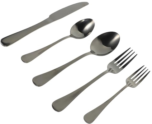 ROMISBABA Set de Couverts de Table en Acier Inoxydable 1 Pièce Couteau à Steak, Fourchette et Cuillère, Résistant la Chaleur, Design Simple pour Maison et Restaurant
