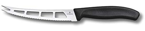 Victorinox Swiss Classic, Profi Butter- und Weichkäsemesser, Extra Scharfe Klinge, Wellenschliff, 13 cm, Rostfreier Stahl, schwarz