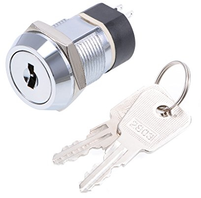 sourcingmap 19mm 2 Positions 2NO 2NC Electric Key lock Push Button Switch