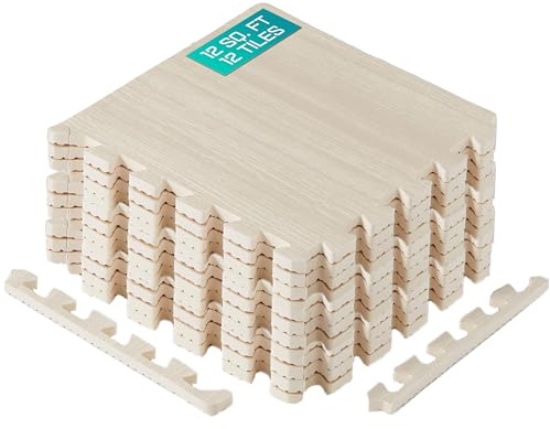 Yes4All Tapetes Encastrables De EVA, Baldosas De Piso Tipo Rompecabezas, Acolchado De Espuma Con Borde Para Muebles, Espacios Del Hogar, Sala De Estar, Garaje - Walnut Granite, 1.02 m2