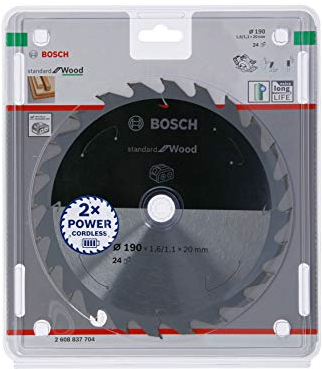 Bosch Professional Disco de sierra circular Standard for Wood (madera, 190 x 20 x 1,6 mm, 24 dientes, accesorio de sierra circular sin cable)