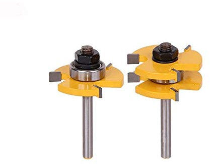 SuperTool, Set di 2 Punteruoli Fresa per Trapano per Scanalatura e Linguetta, con Codolo da 1/4'' x 1/4'' x 33 cm, con 3 Denti, Regolabili, a T per Utensili per la Lavorazione del Legno