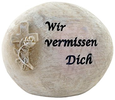 PrimoLiving Grabschmuck Gedenkstein 11 cm rund Wir vermissen Dich P-436