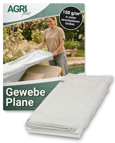 AGRI plus Gewebeplane 150 g/m² I 2 x 3 m I Verschiedene Größen I wasserdichte Abdeckplane mit Ösen I Beidseitig beschichtet & reißfest I Allzweckplane für Garten, BAU & Outdoor