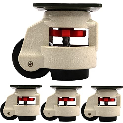 ybaymy Schwerlasträder 1000 kg Lenkrollen Schwerlast 4 Stück Transportrolle Nivelliermaschinen Räder Werkbank Transportrollen Einziehbare Industrieplattenrollen Gummiräder für schwere Maschinen