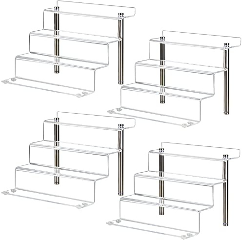 LileZbox Acryl-Display-Riser-Regal für Figuren, klarer kleiner 4-Stufen-Display-Ständer zum Präsentieren oder Sammeln, Cupcake-Dessertprodukt, 4er-Pack (23 x 21 x 17 cm)