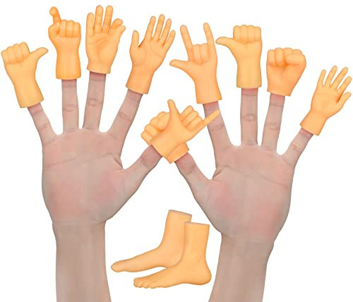 Mooshy 12 Stück Kleine Hände Kieselgel Mini Hände für Finger Fingerpuppe Lustiges Set Enthält Tiktok Spiel Streich Spielzeug für Haustiere Spiele Party