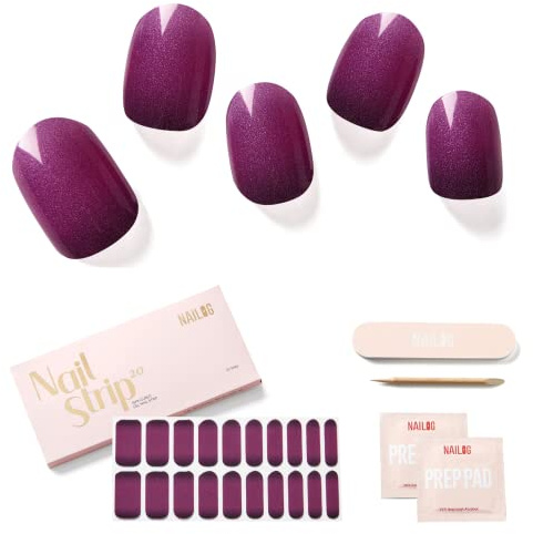 NAILOG Nagelfolie UV Härtend 20 Stück UV Nagelfolie - Lydia | 20 extra lange Streifen, Gel-Nägel in Salonqualität zum Selbermachen, langanhaltend, HEMA-frei, vegan, einfach und sicher