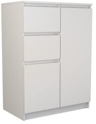 CDF Kommode Weiß 2 Türen 2 Schubladen Komode & Sideboards Schmal Schubladenkommode Sideboard 97 cm Hoch Wohnzimmer Komodenschrank 40x70x97 für Schlafzimmer Arbeitszimmer Flur Schubladenschrank