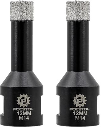 FOCSTOL Foret Diamant - 2 pièces 12mm Scie Cloche Diamant Brasée Sous Vide pour Porcelaine Carrelage Céramique Marbre Granit Quartz M14 Filetage