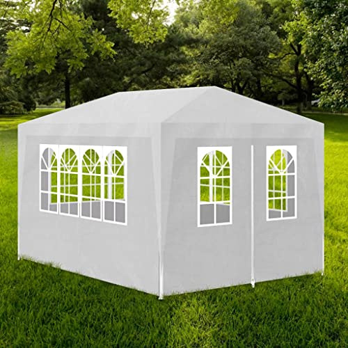 HOMIUSE 3x4 m Bianca Tenda per Feste Tendone Per Esterno Impermeabile Gazebo Chiuso Cucinotto Da Campeggio Gazebo Campeggio Con Pannelli Laterali Utilizzato Per Varie Feste E Attività All'Aperto