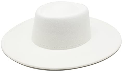 Klassischer britischer Stil, 9,5 cm, große breite Krempe, Fedora-Hut für Damen, Herbst, Winter, Filz, Kirchenmütze, weiß, 57/59 cm
