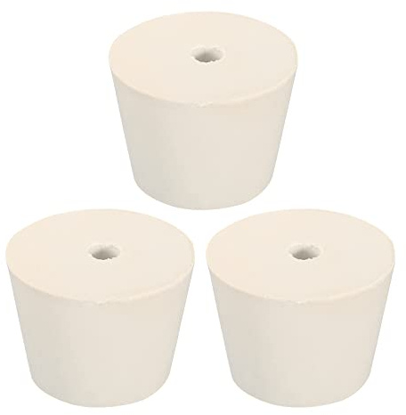 sourcing map 3Stk Gummi Konisch Stecker 32mm bis 42mm mit 8mm Loch Test Rohre Stöpsel Stopfen Weiß für Lab Haus